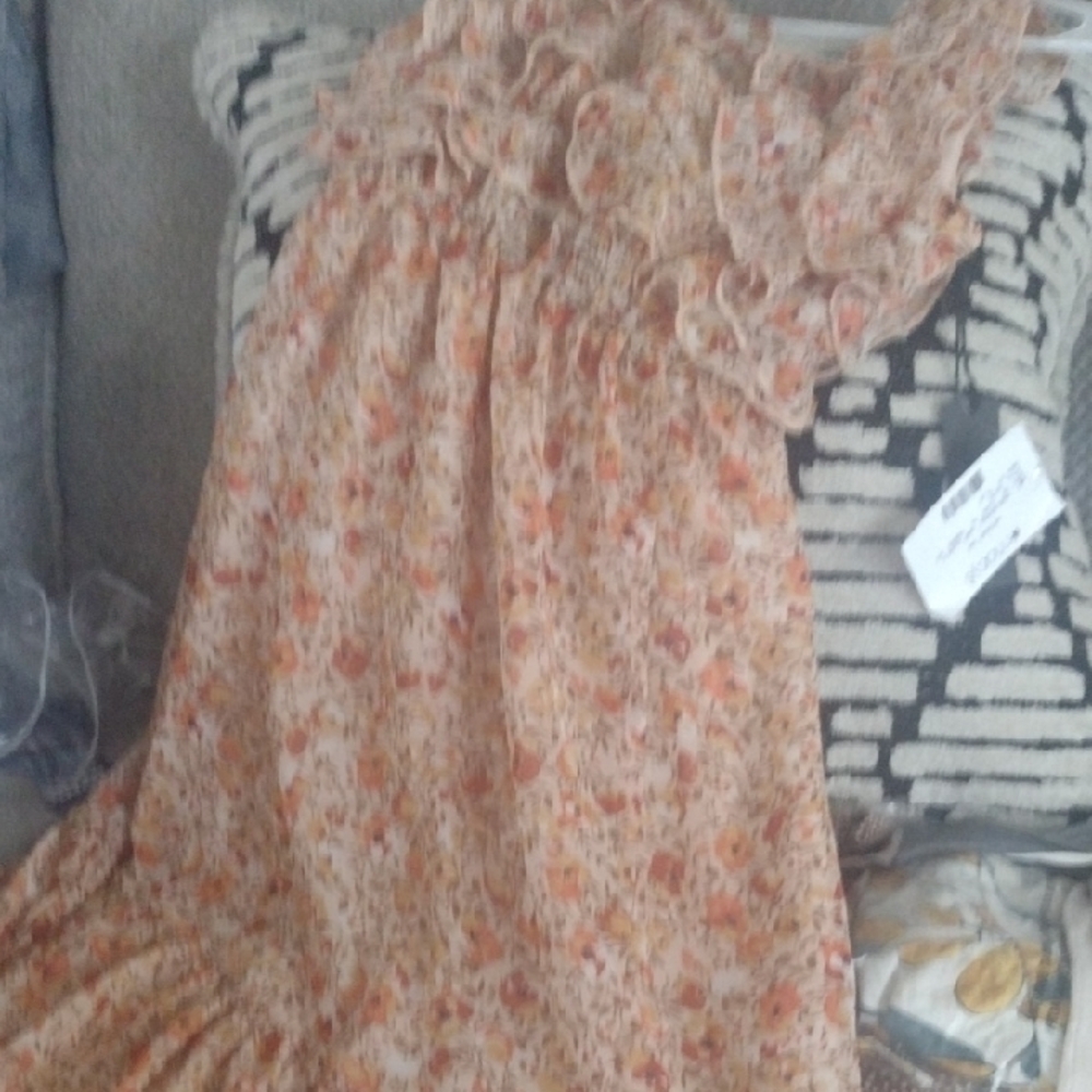 Orange Ruched One Shoulder Sundress for Wedding Guest